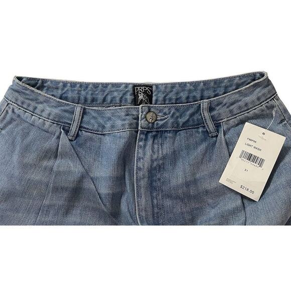 PRPS Women's Tapered Crop Jeans Seamed Denim Gaucho Pants In Light Wash Size 31 - Picture 11 of 16